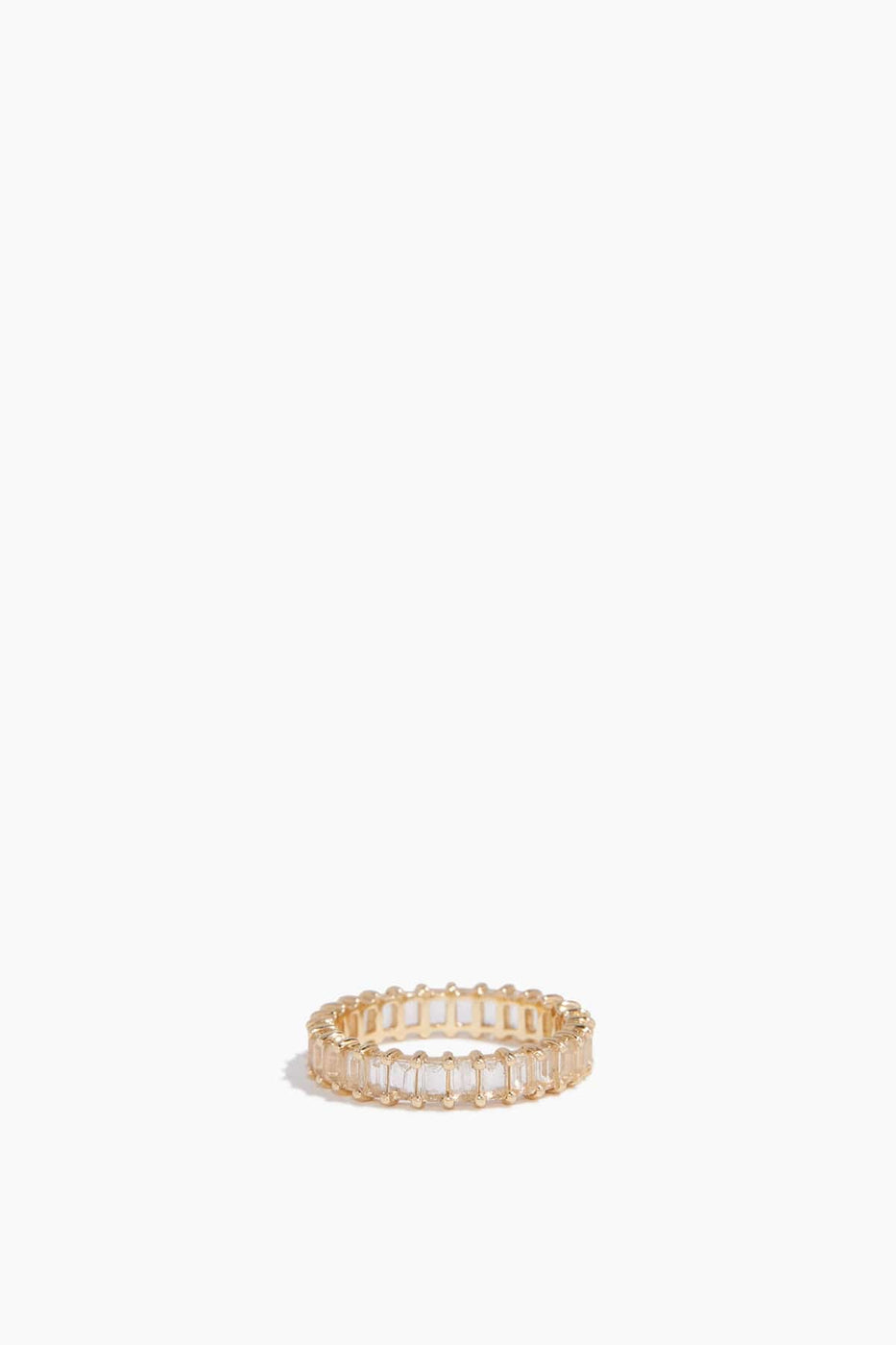 Samira 13 Rings White Topaz Baguette Eternity Band in 14k Yellow Gold