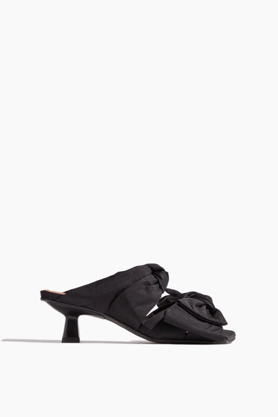 Soft Bow Kitten Heel Sandal in Black
