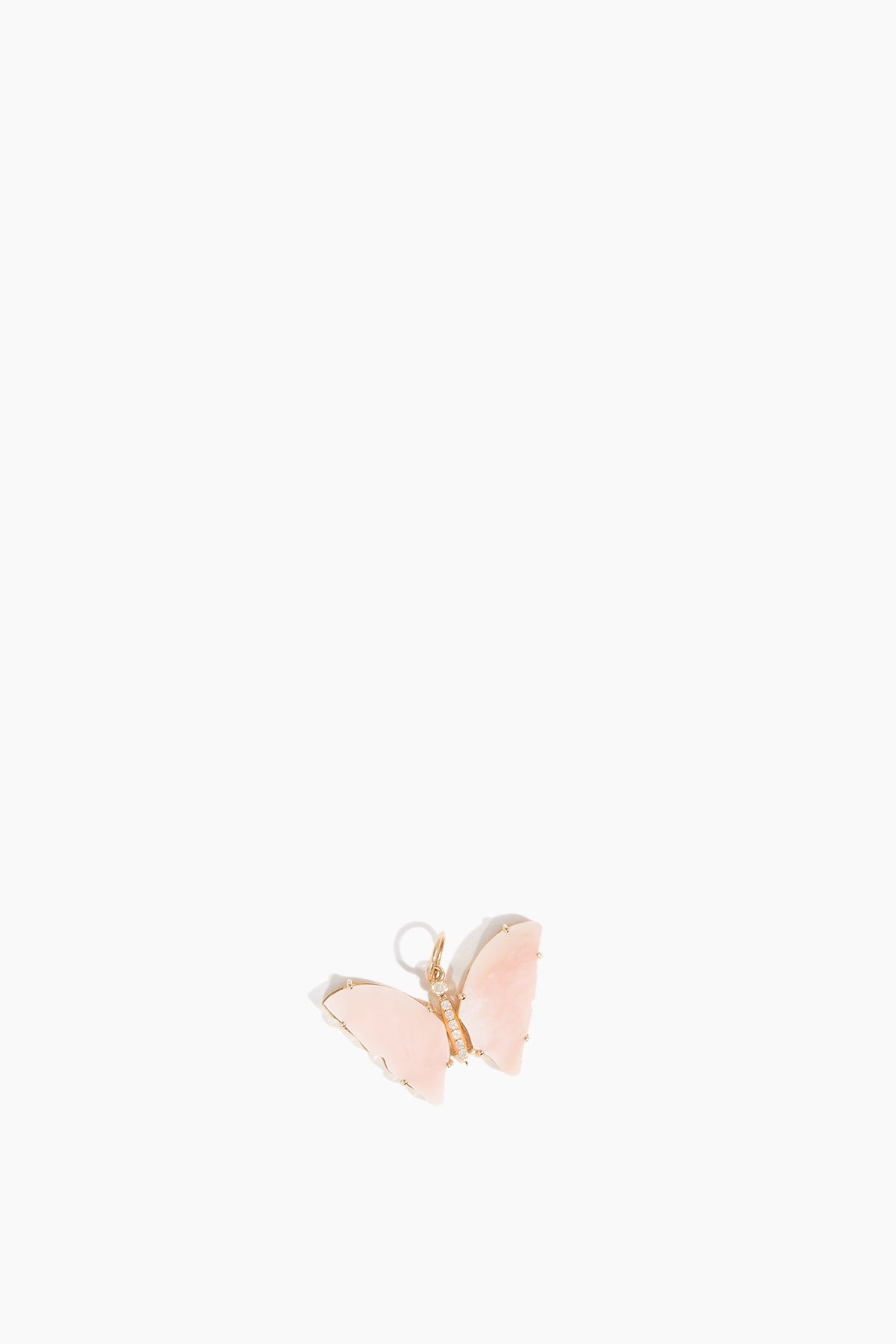 Vintage La Rose Unclassified Diamond Butterfly Pendant in 14K Pink Opal