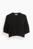 Loulou Studio Sweaters Short Sleeve Sweater in Black