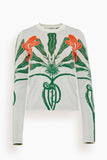JW Anderson Tops Iris Print Long Sleeve Top in Off White