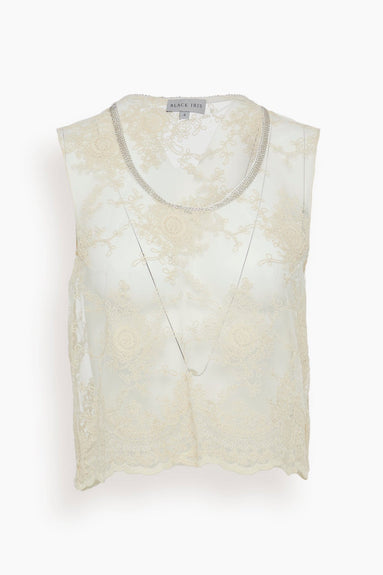Black Iris Tops Lace Shell in Ivory
