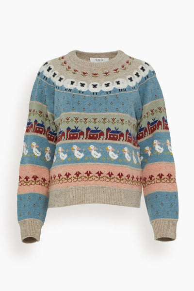 Sea Samira Sheep Knits Jacquard Sweater in Multi – Hampden Clothing