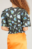 Baum Und Pferdgarten Tops Mamie Top in Black Blue Flower