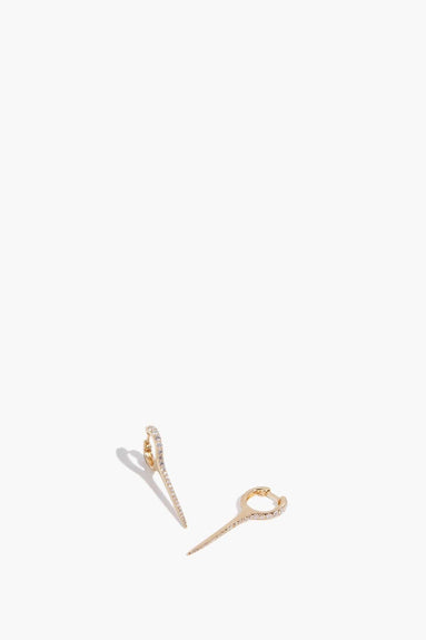 Vintage La Rose Earrings Pave Long Dagger Drop Huggies in 14k Yellow Gold