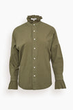 Easy Ruffle Shirt in Dusty Olive