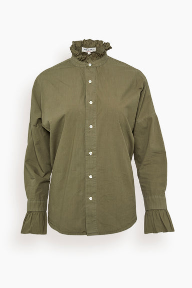 Easy Ruffle Shirt in Dusty Olive