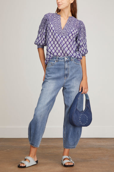 Bell Tops Fran Blouse in Indigo Multi