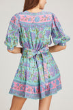 Bell Dresses Fran Mini Dress in Teal Multi