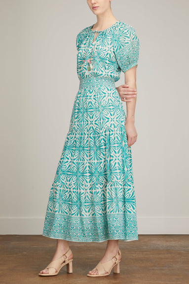 Bell Dresses Rachel Maxi Dress in Turquoise Print