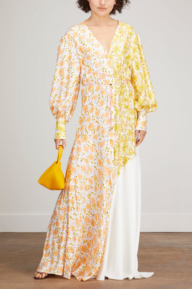 Brogger Dresses Elsie Long Sleeve V-Neck Dress in Yellow Floral/White Brogger Elsie Long Sleeve V-Neck Dress in Yellow Floral/White