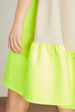 Brogger Dresses Lily Mini Dress in Fluro Yellow/Beige