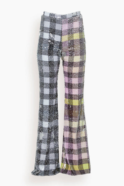 Madeline Flare Trouser in Check Burgundy