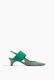 Bruno Frisoni Sandals Kitten Heel Elastic Sling Back Sandal in Olive Green