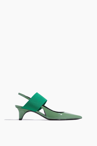 Bruno Frisoni Sandals Kitten Heel Elastic Sling Back Sandal in Olive Green