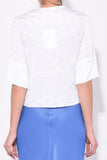 By Malene Birger Clothing Jacquard Short Sleeve Top in Pure White