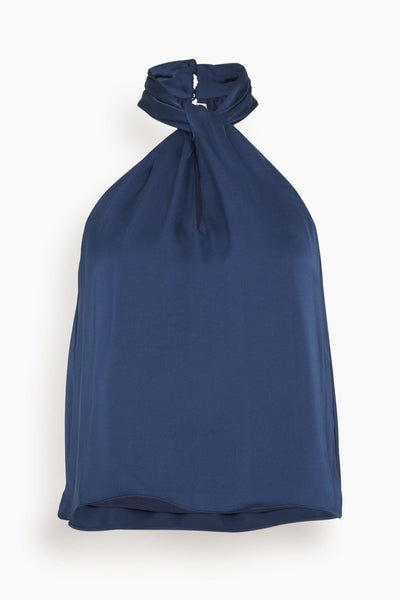 Katana Halter Twist Blouse in Midnight