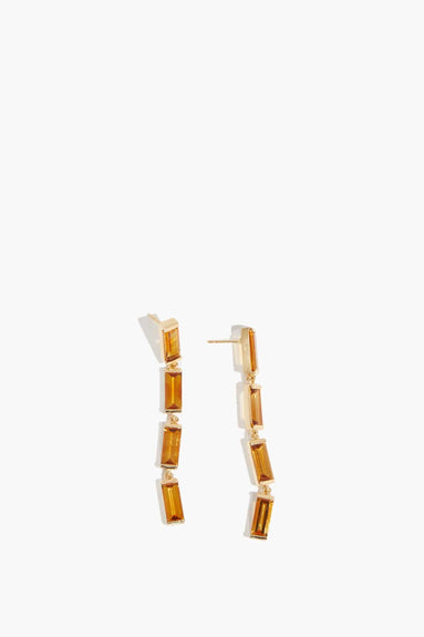 Aliita Earrings Yellow Gold Deco Maxi Baguette Earrings in Citrine
