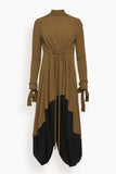 Viscose Marocaine Cinched Dress in Black Multi