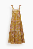 Pattie Tie Shoulder Dress in Mustard Floral