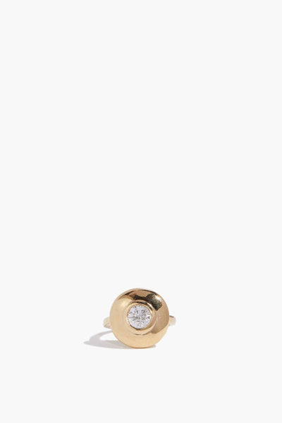 Classic 1 Ct Diamond Saucer Ring with Enamel Designed Back in 18K Yellow Gold