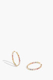 Vintage La Rose Earrings Rainbow Sapphire Bezel Hoops in 14k Yellow Gold