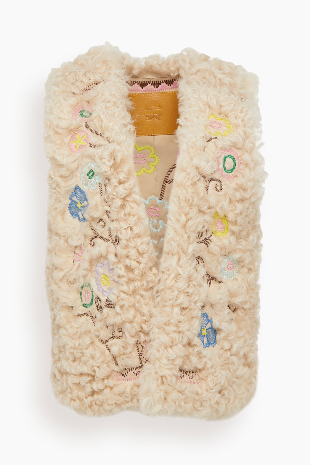 Embroidered Soft Vest in Almond Beige