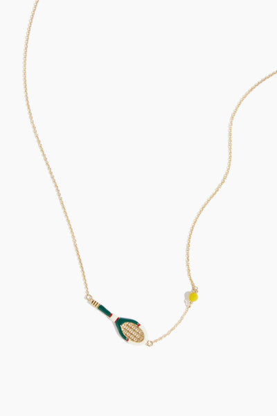 Tennis Pelota Enamel Necklace in Deep Green and Coconut White
