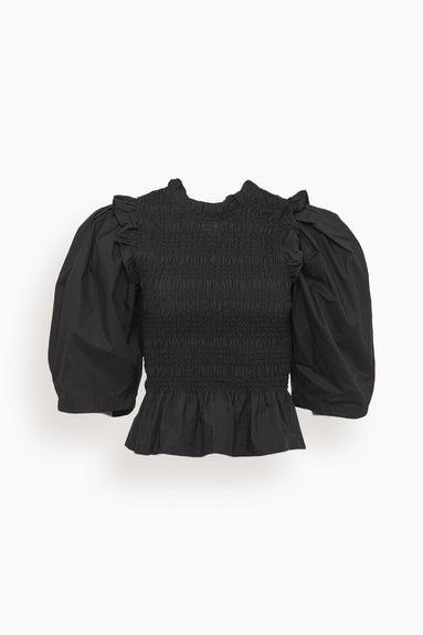 Sea Tops Phoebe Cotton 3/4 Smocked Top in Black