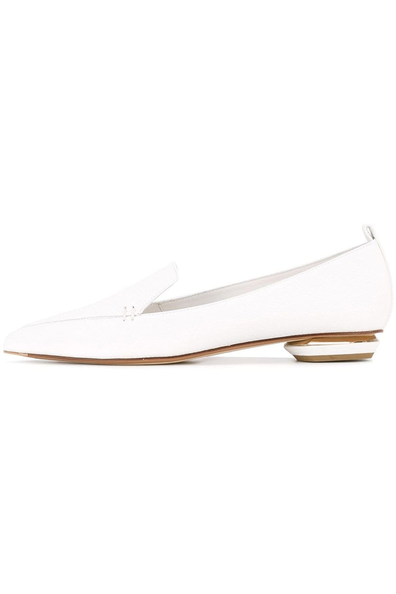 Nicholas Kirkwood White Beya Leather Pointed Toe Flats Size 36.5