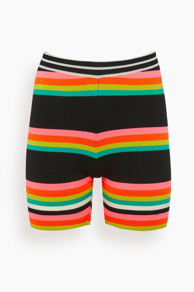 Striped Knit Biker Shorts in Black Multi
