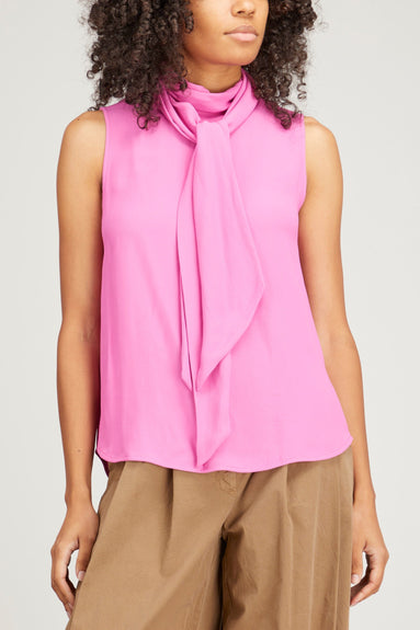 Callas Milano Tops Noemi Viscose Crepe Sleeveless Top with Scarf in Pink