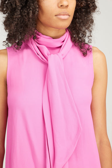 Callas Milano Tops Noemi Viscose Crepe Sleeveless Top with Scarf in Pink