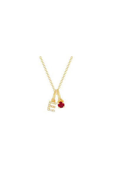 EF Collection Necklaces Ruby Birthstone Initial Charm Necklace