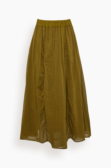 Cotton Voile Elasticated Skirt in Khaki