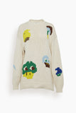 Handknit Intarsia Crewneck Pullover in Pop Multi