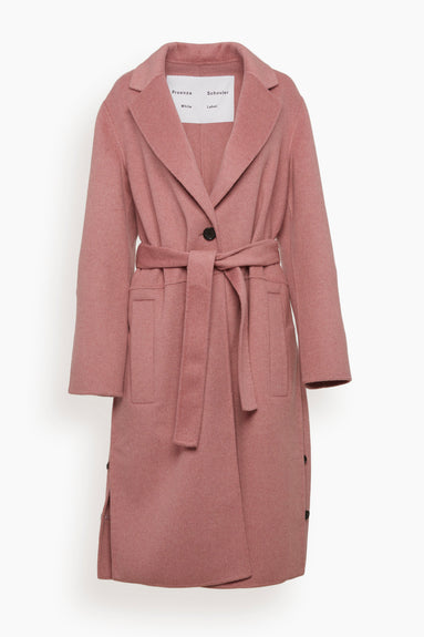Melton Belted Coat in Dusty Pink Melange