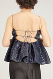 Cecilie Bahnsen Tops Bandeau Top with Bow Straps in Navy Blue