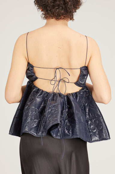 Cecilie Bahnsen Tops Bandeau Top with Bow Straps in Navy Blue