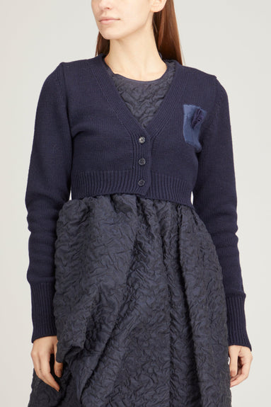 Cecilie Bahnsen Sweaters Cropped Cardigan in Navy Blue