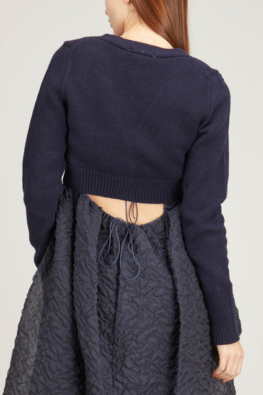 Cecilie Bahnsen Sweaters Cropped Cardigan in Navy Blue