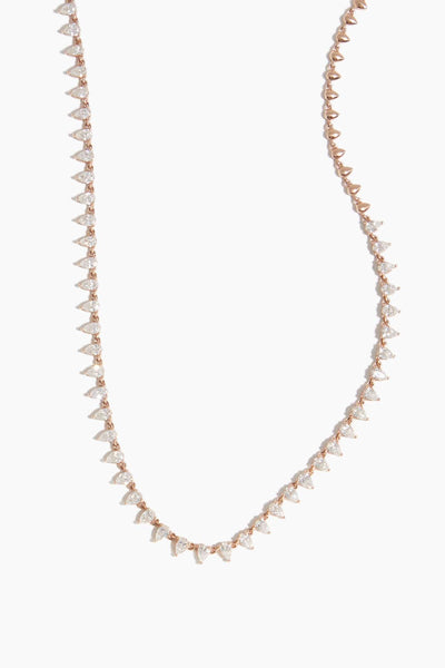 Pear Diamond Tennis Necklace in 14k Rose Gold