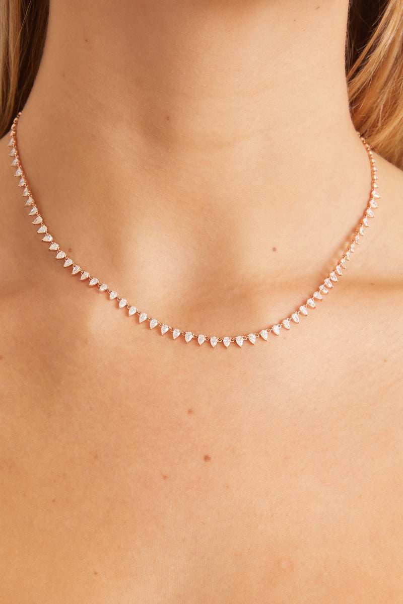 Diamond tennis necklace rose gold Clearance