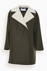 Harris Wharf Oversized Double Breasted Coat in Moss Green