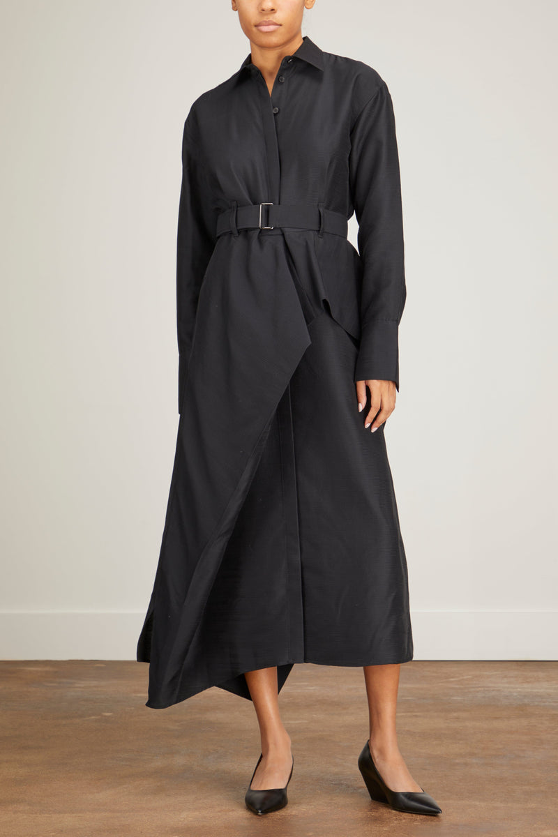 Dramatic Ruffle Shoulder Trench Coat