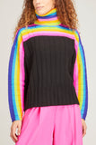 Christopher John Rogers Sweaters Rainbow Striped Turtleneck Sweater in Black Multi