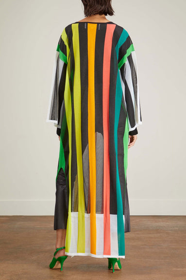 Christopher John Rogers Dresses Striped Sheer Knit Caftan in Rainbow Multi