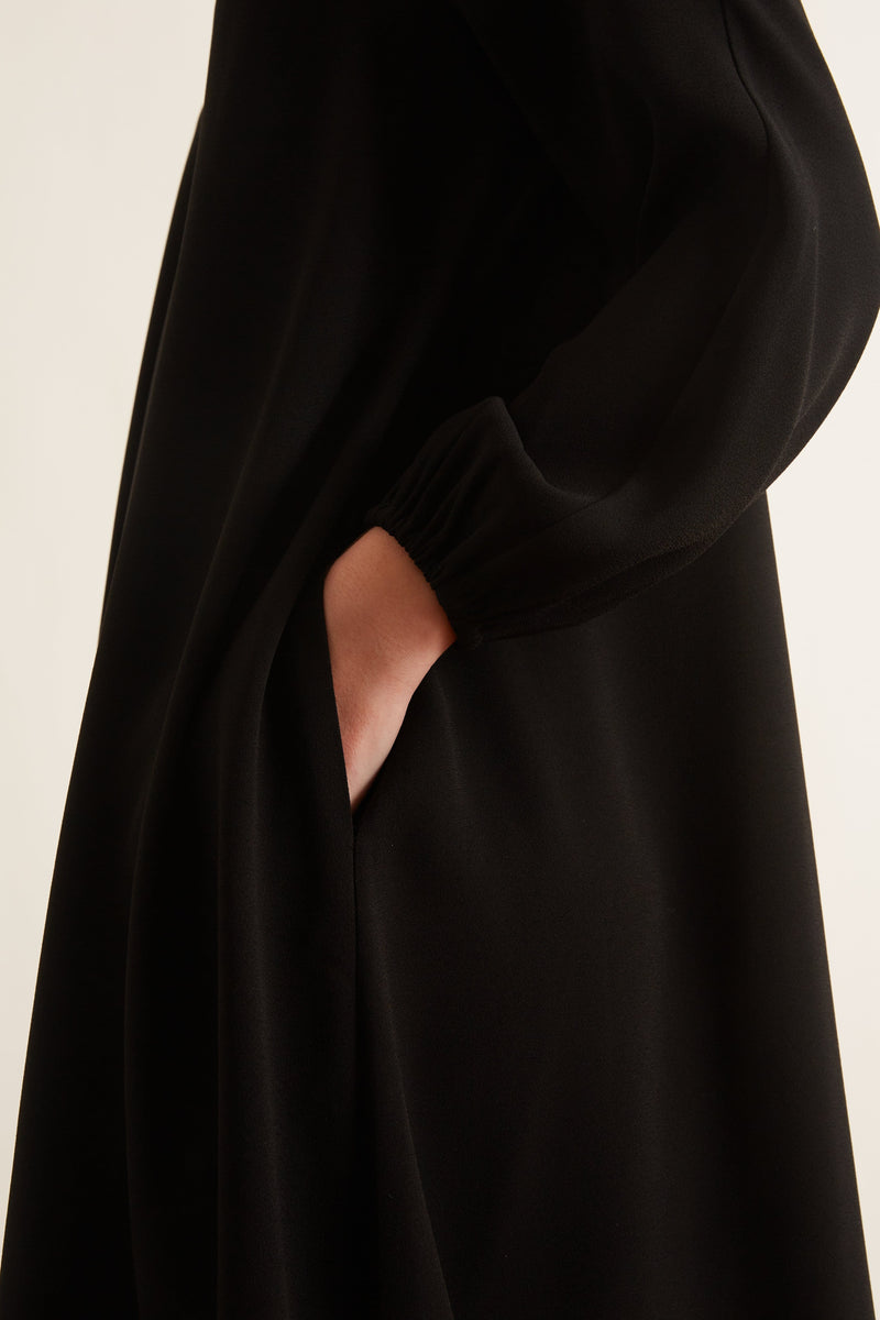 Co Peasant Sleeve Raglan Dress in Black Hampden Clothing