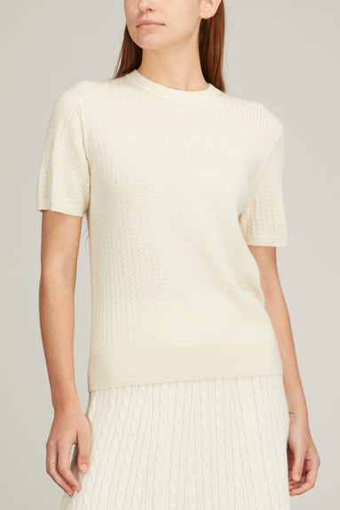 CO Tops Cable Knit Tee in Ivory Co Cable Knit Tee in Ivory