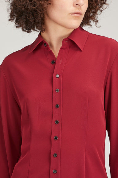 CO Tops Classic Button Front Blouse in Cabernet CO Classic Button Front Blouse in Cabernet